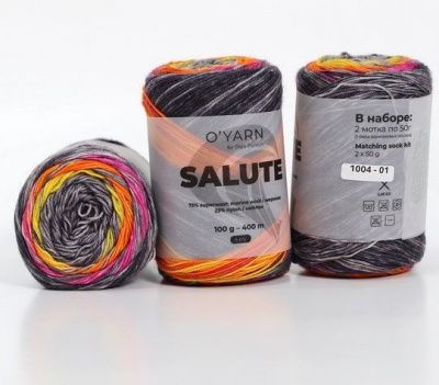 SALUTE цвет 1004 Состав: 75% меринос superwash 25% нейлон Метраж/вес мотка: 400м/100 гр